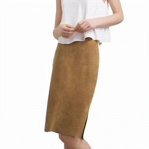 ARITZIA Wilfred Faux Suede Midi Pencil Slit Tan/Camel Skirt Size 2